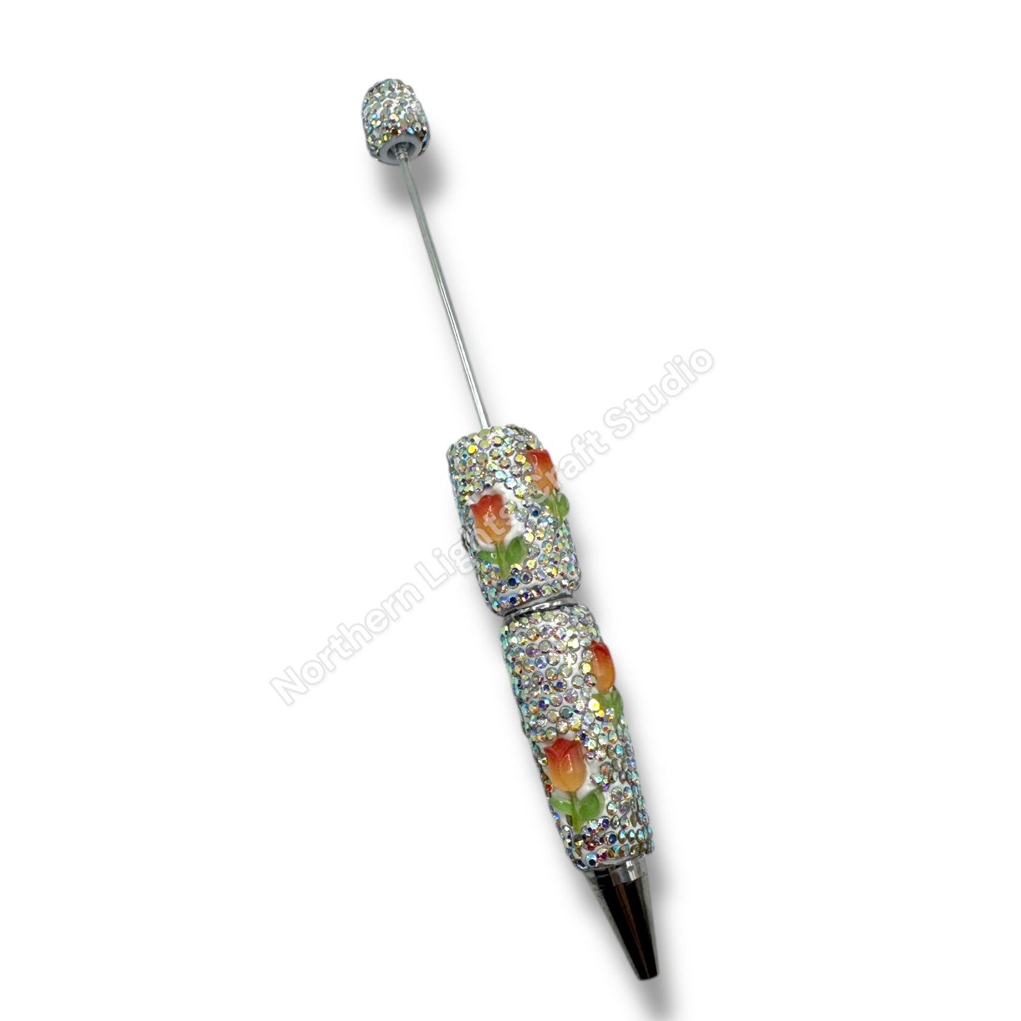 Beadable Tulip Flower Rhinestone Pens