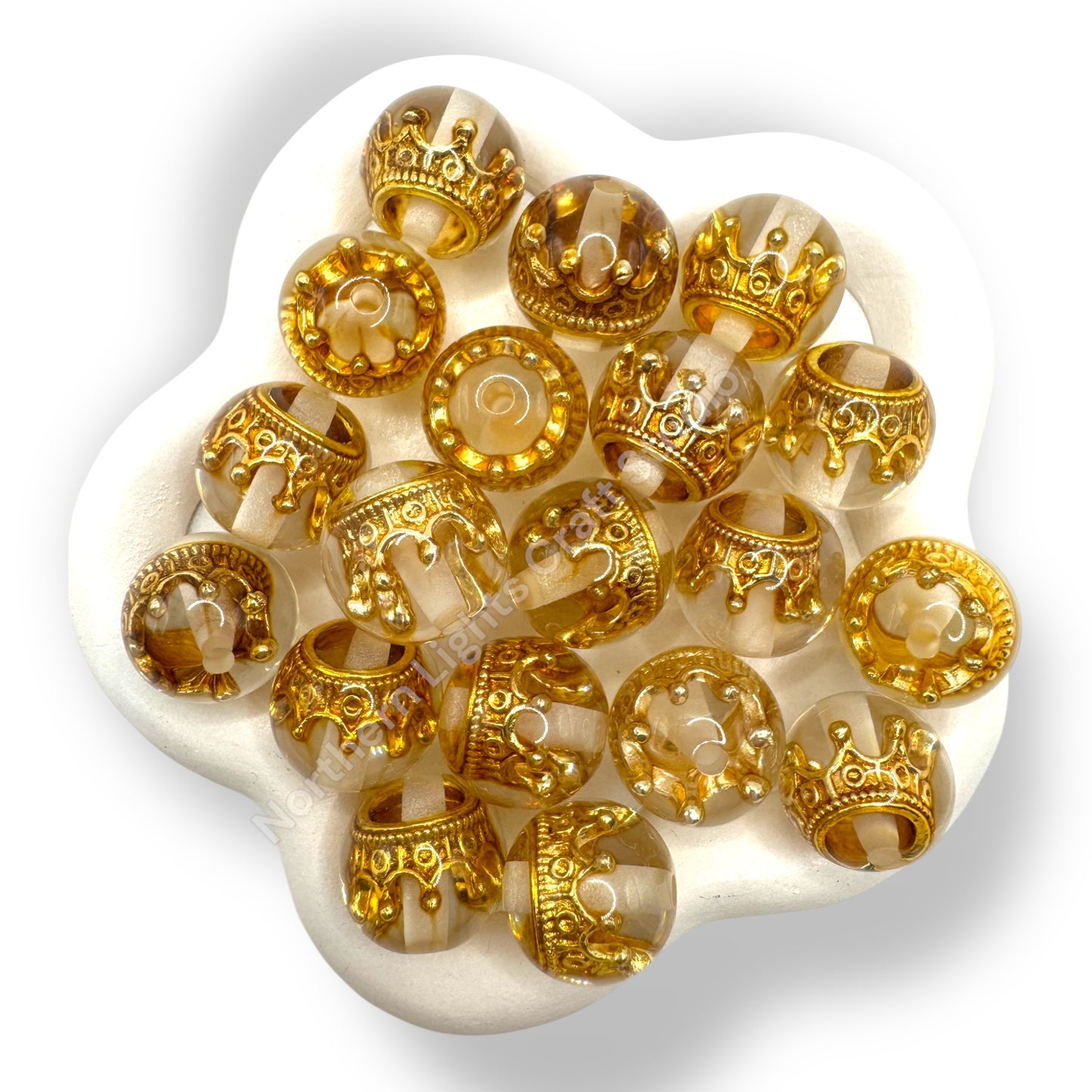 16mm Clear Crown Acrylic Bead Mix -20 Pieces