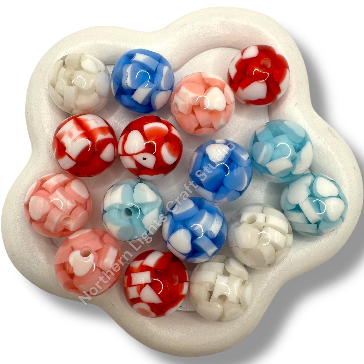 16mm Acrylic Heart Jelly Beads - 20pcs.
