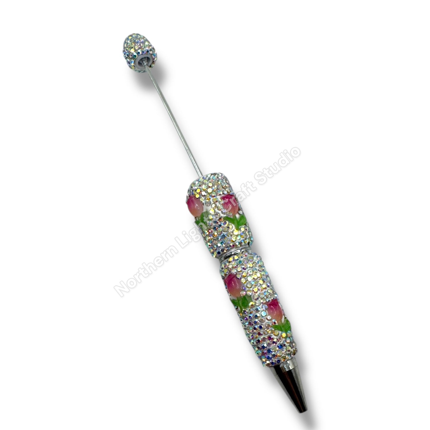 Beadable Tulip Flower Rhinestone Pens