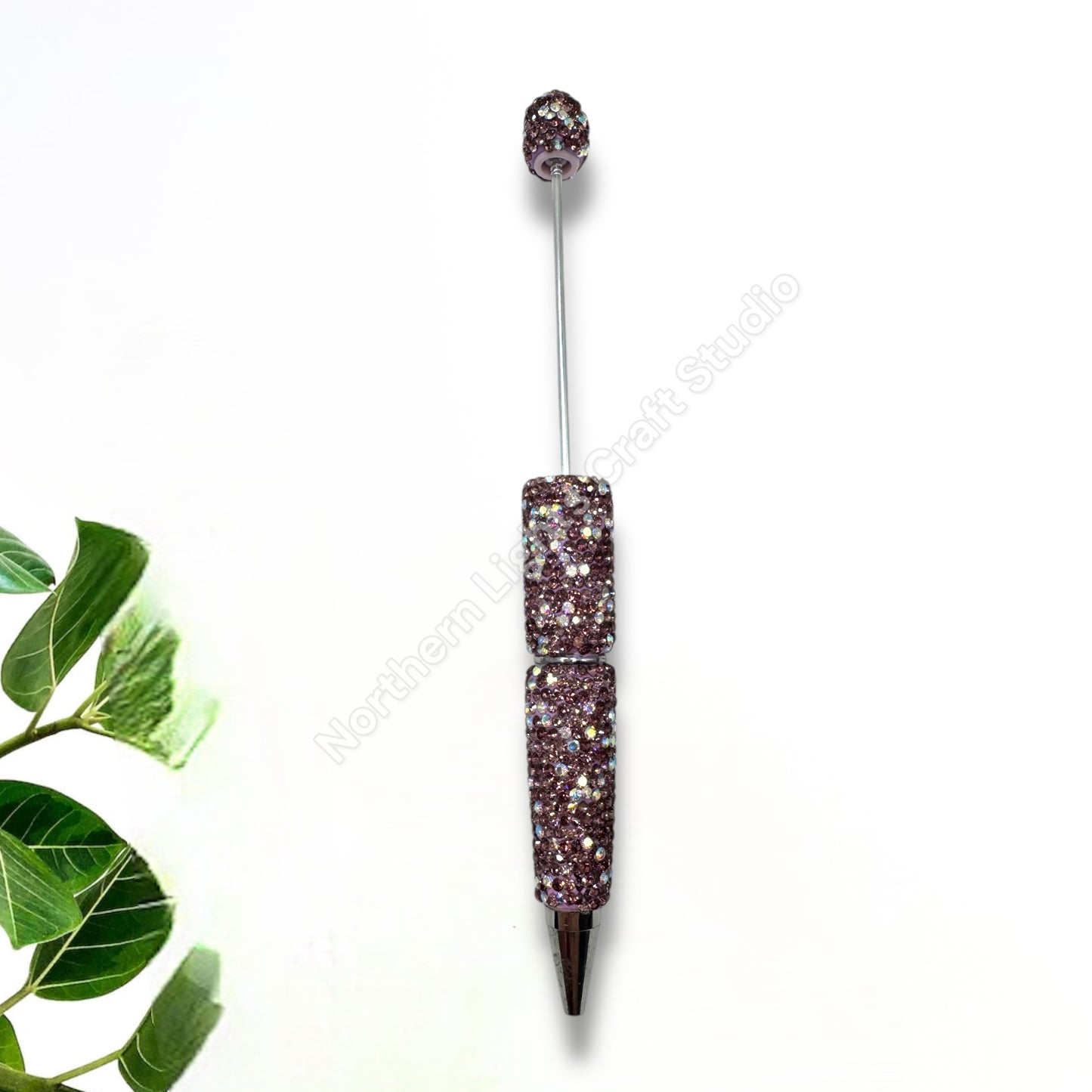 Beadable Rhinestone Pens With Silver