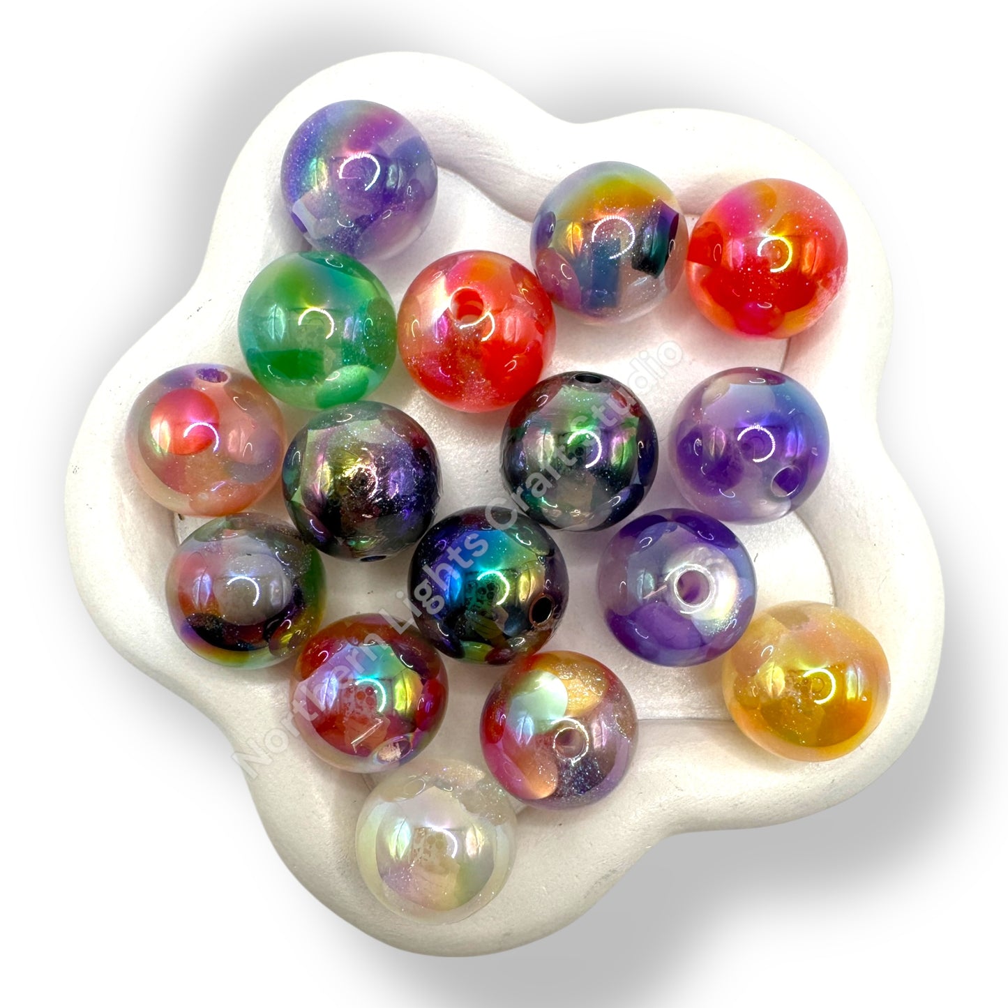 16mm Shiny Art Deco Glitter Beads -20 pcs.
