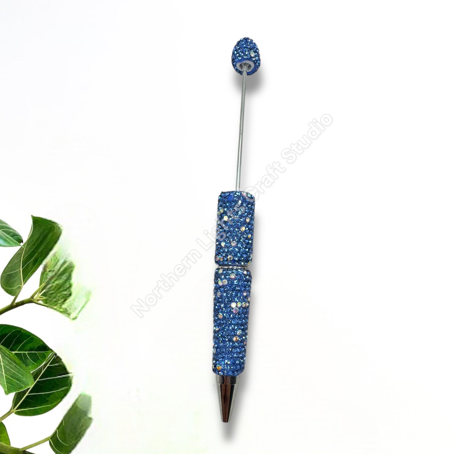 Beadable Rhinestone Pens With Silver