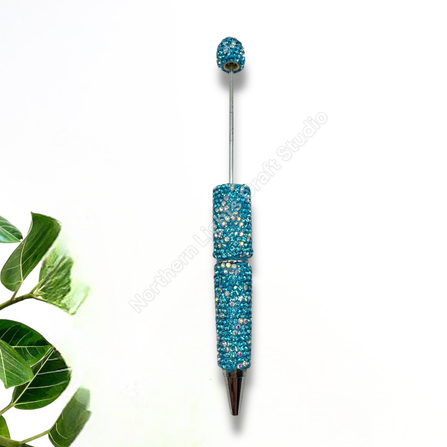 Beadable Rhinestone Pens With Silver