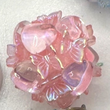 Butterfly Glass Heart Bubble Beads