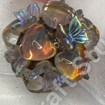 Butterfly Glass Heart Bubble Beads