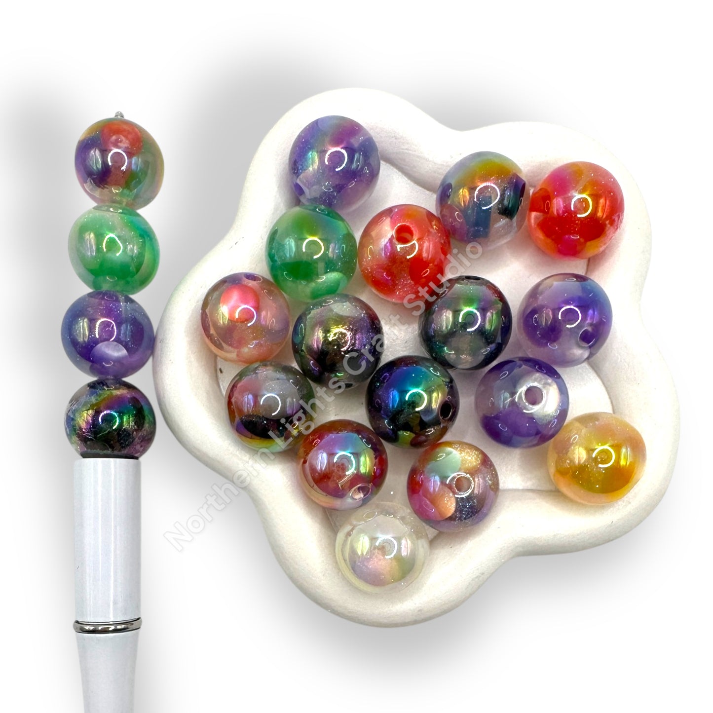 16mm Shiny Art Deco Glitter Beads -20 pcs.