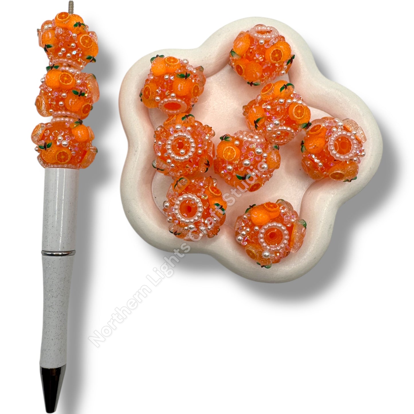 Sugar Orange Charm Beads 4pcs.
