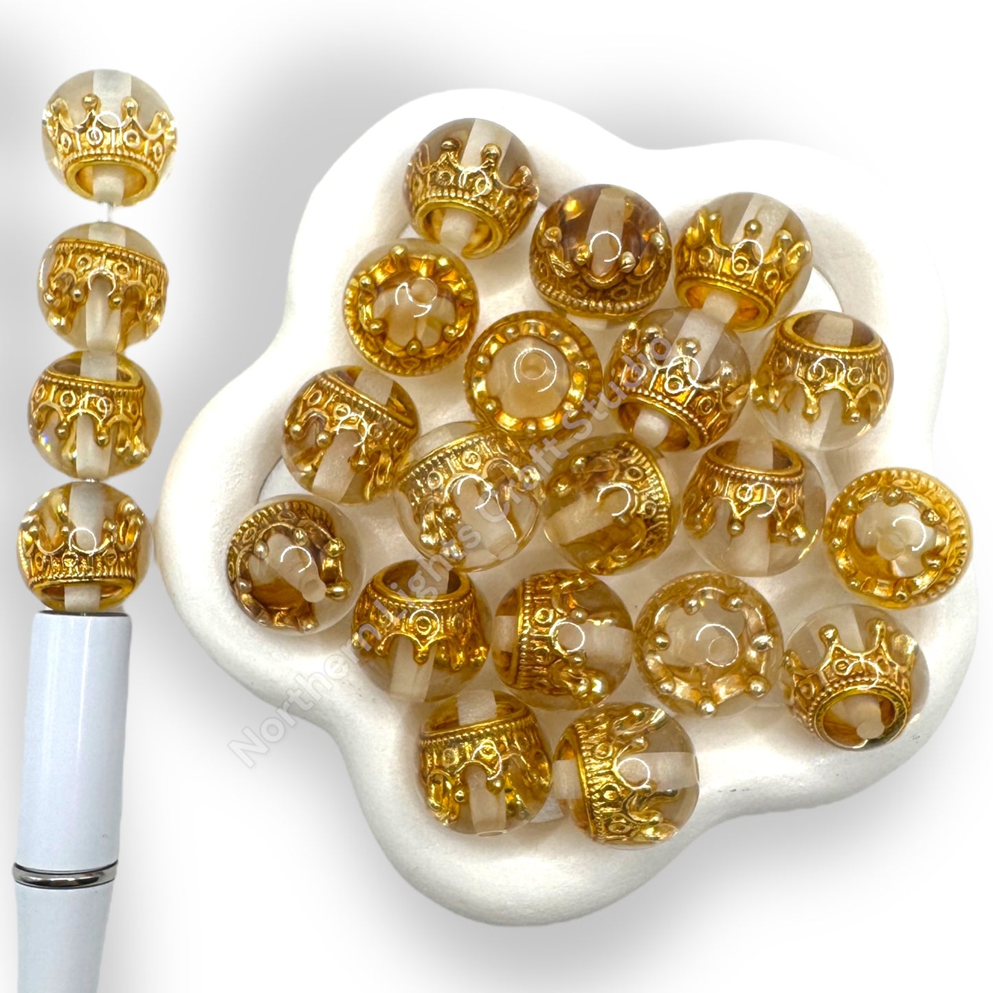 16mm Clear Crown Acrylic Bead Mix -20 Pieces