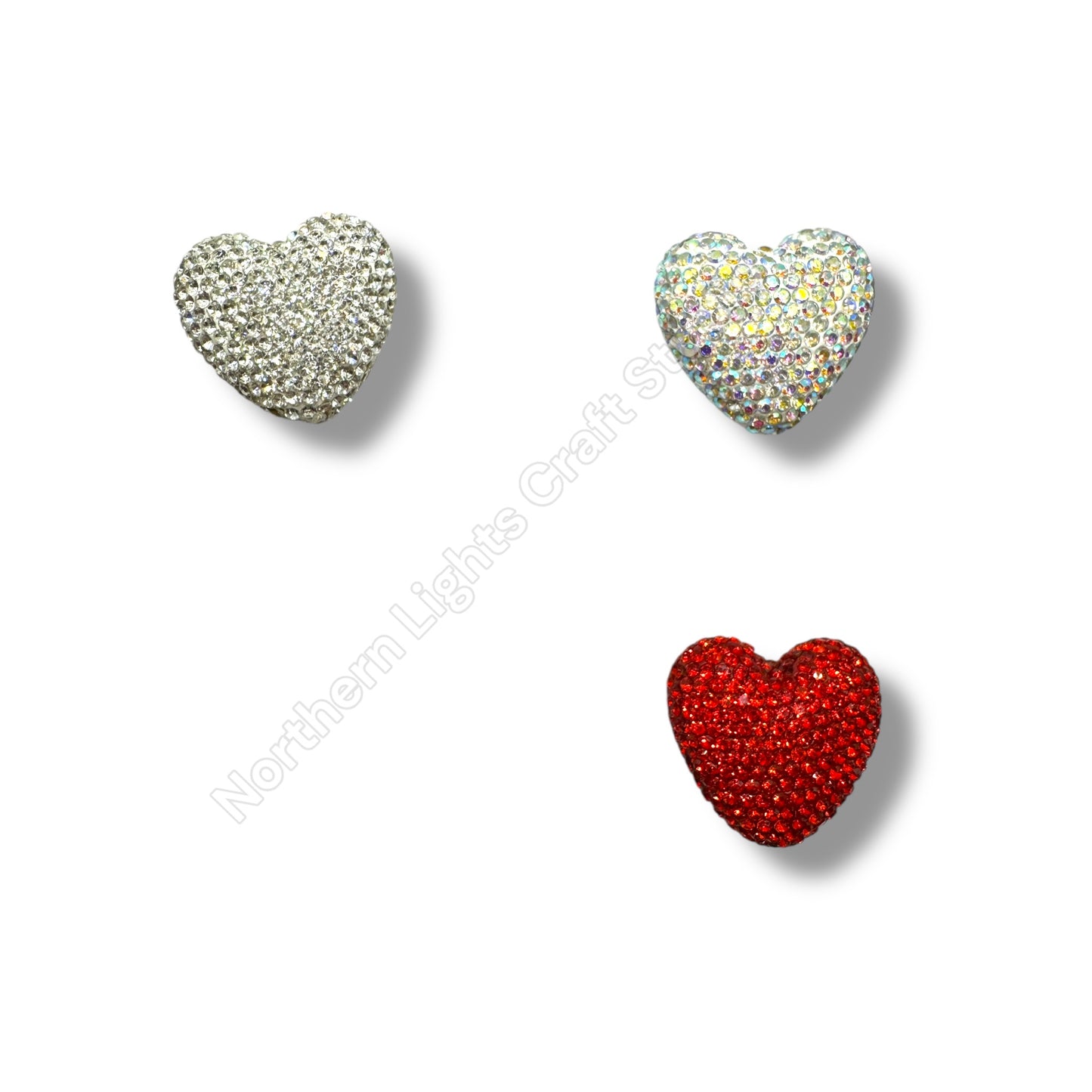 Large 30mm Rhinestone Heart Beads, Pave Heart Crystal Beads, Clay Pave Rhinestone Hearts, Crystal Hearts, Bling Hearts