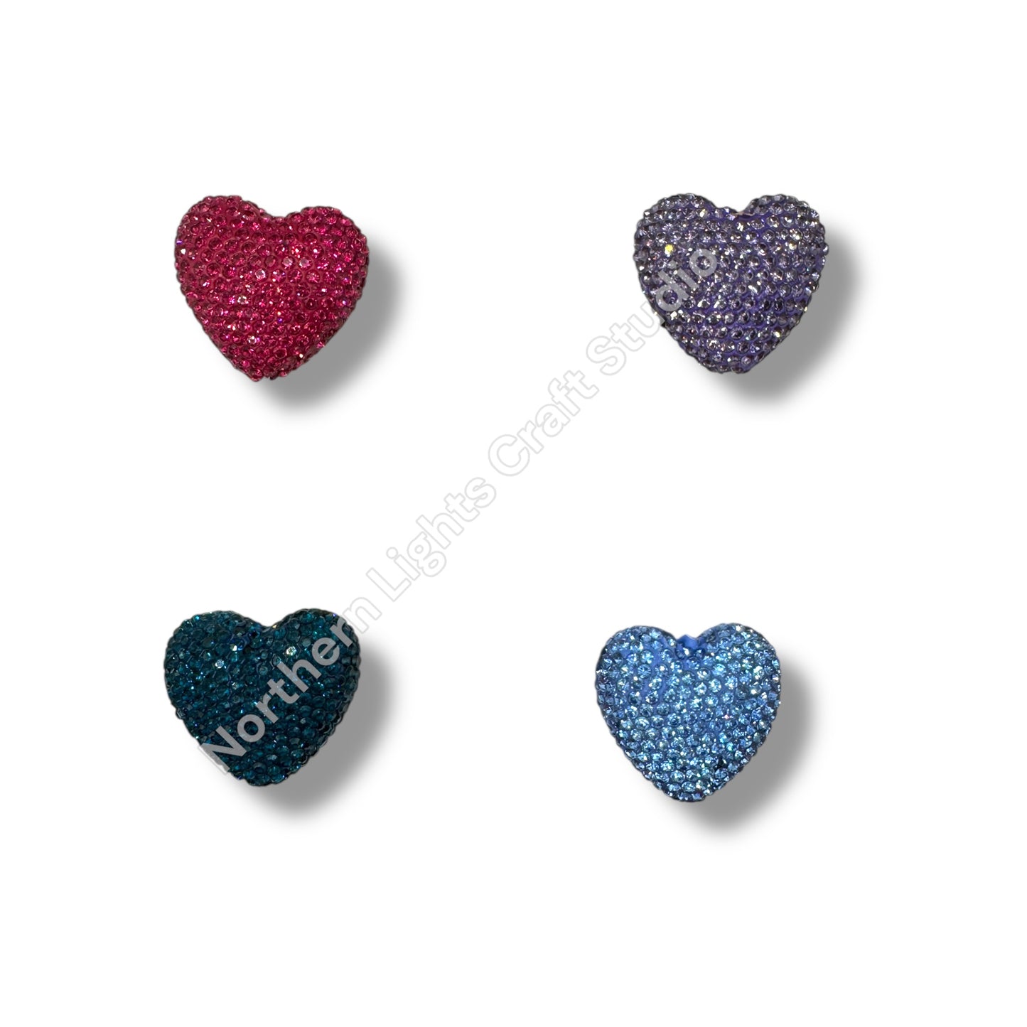 Large 30mm Rhinestone Heart Beads, Pave Heart Crystal Beads, Clay Pave Rhinestone Hearts, Crystal Hearts, Bling Hearts