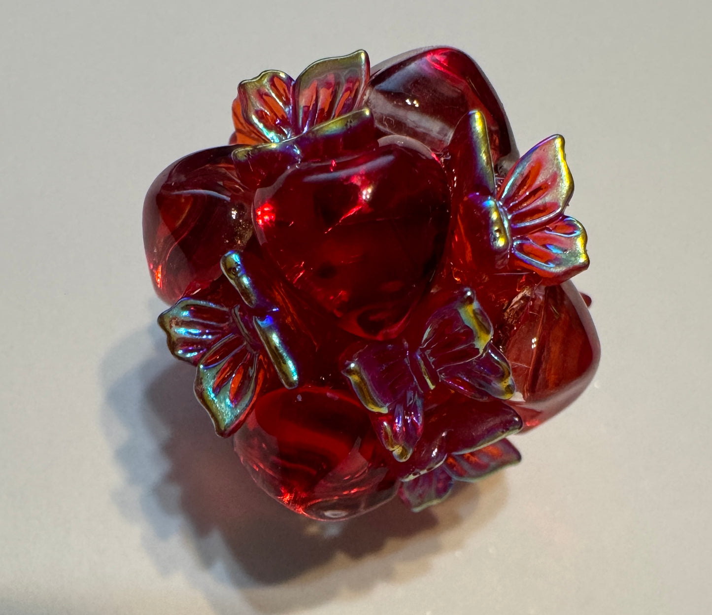Butterfly Glass Heart Bubble Beads