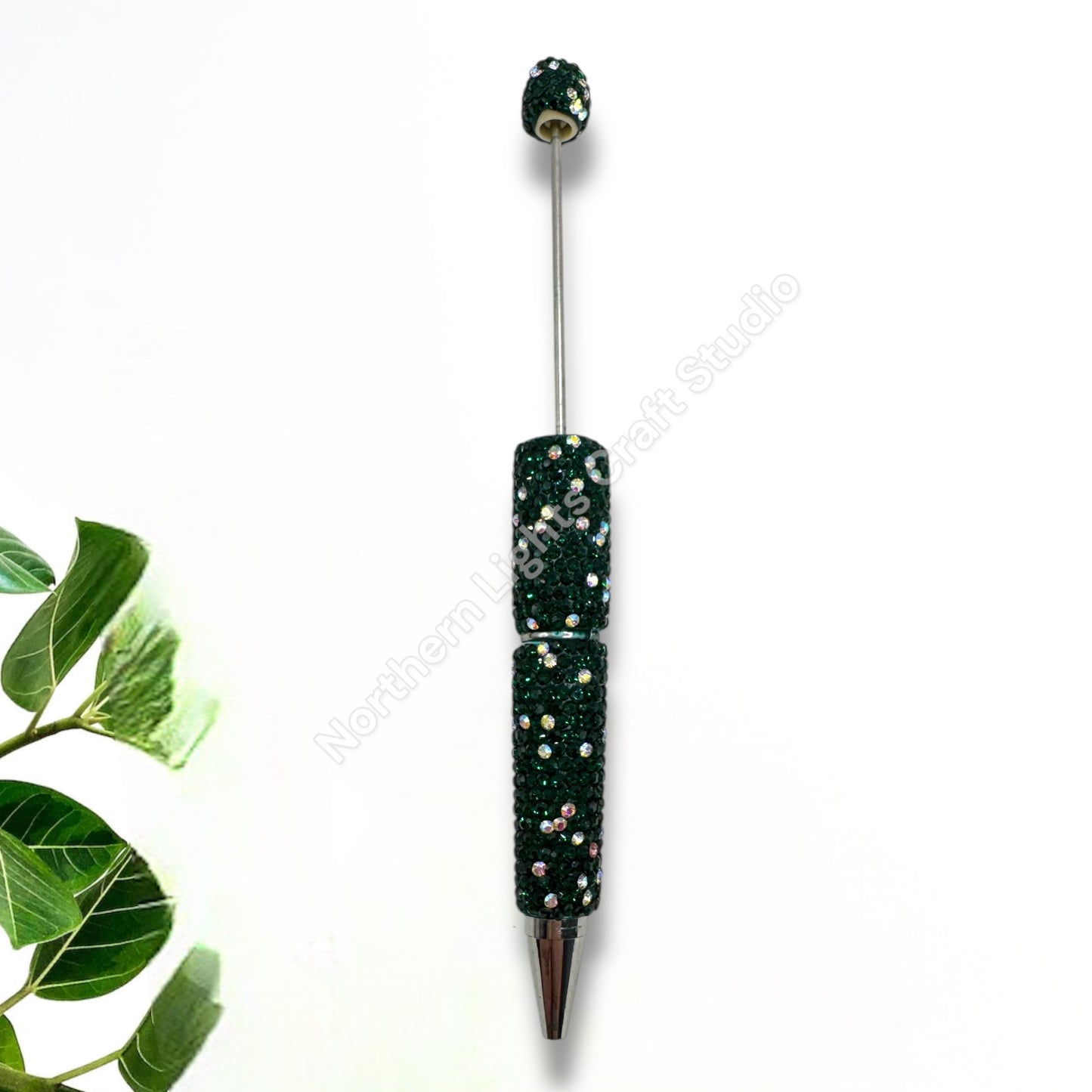 Beadable Rhinestone Pens With Silver