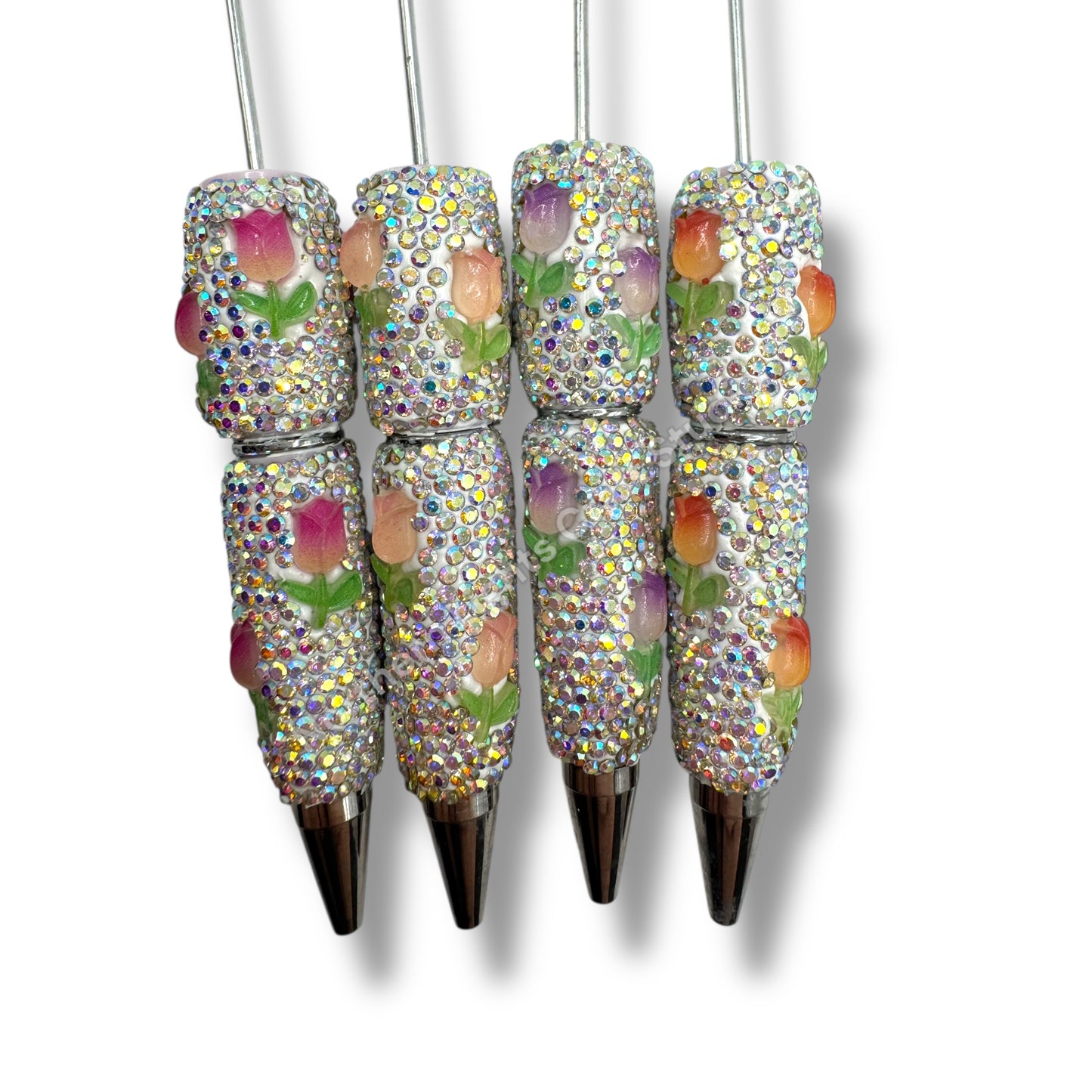 Beadable Tulip Flower Rhinestone Pens