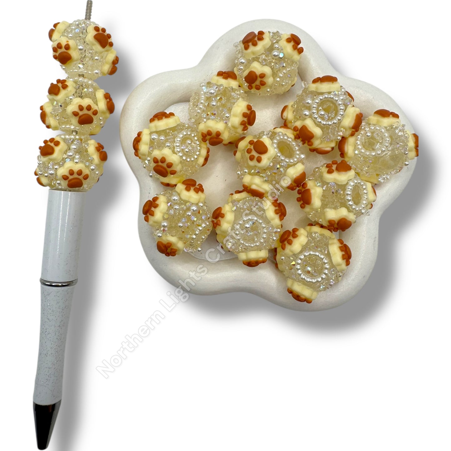 Fancy Paw Beads Tan Brown 4 pcs.