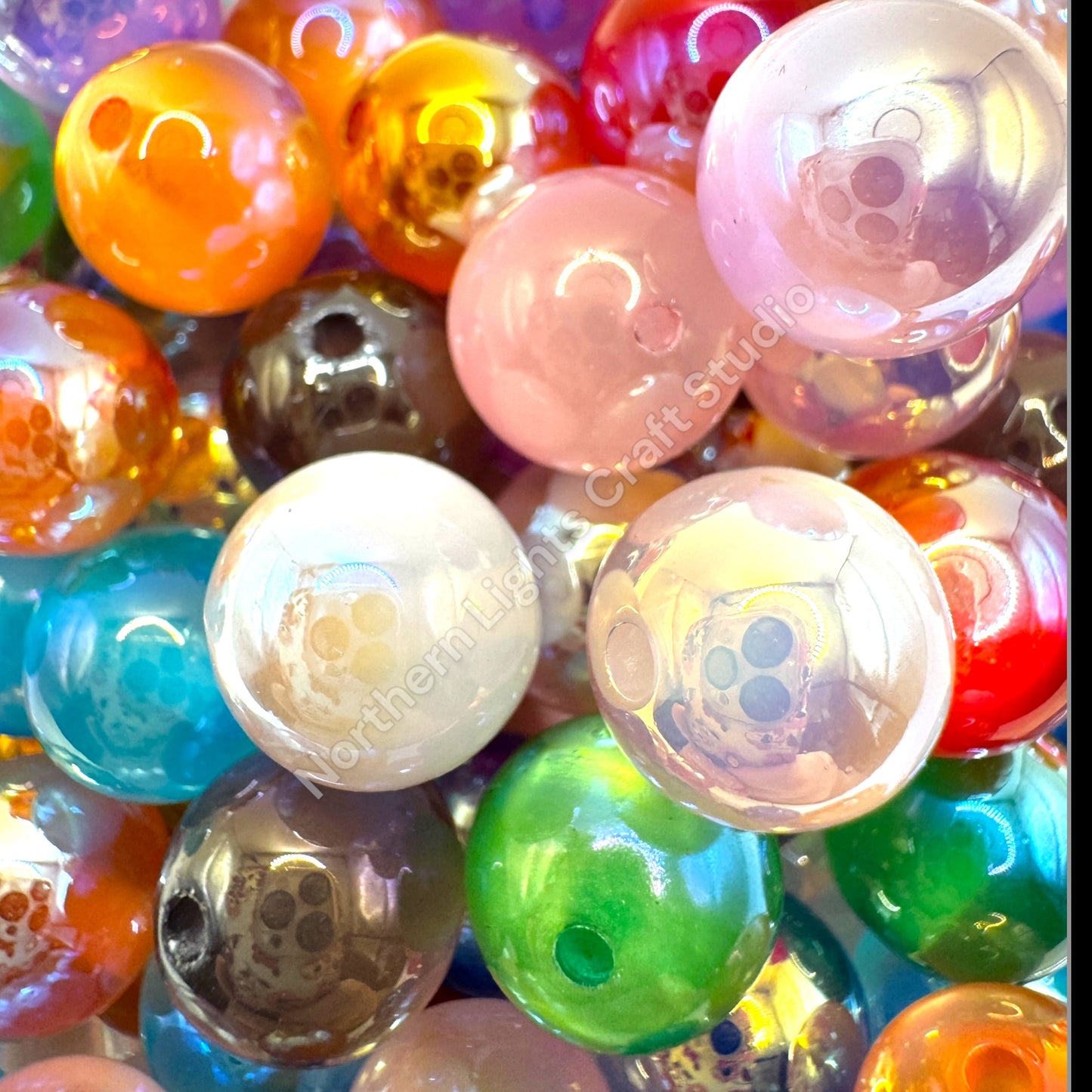 12mm Cat's Eye Glitter Galaxy Beads - 40 pcs.