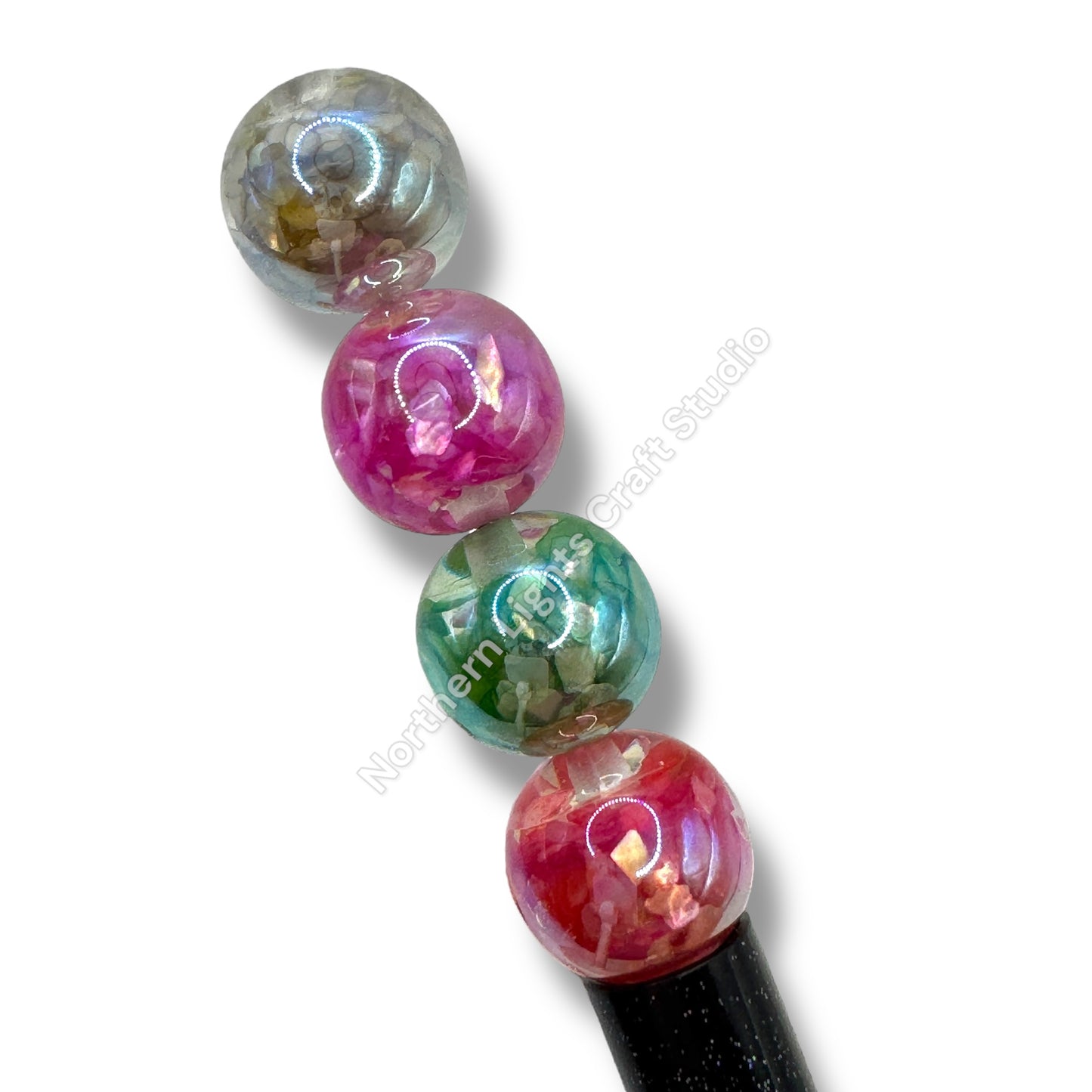UV Coated Acrylic Shell Beads - 16mm with genuine shell fragments inside