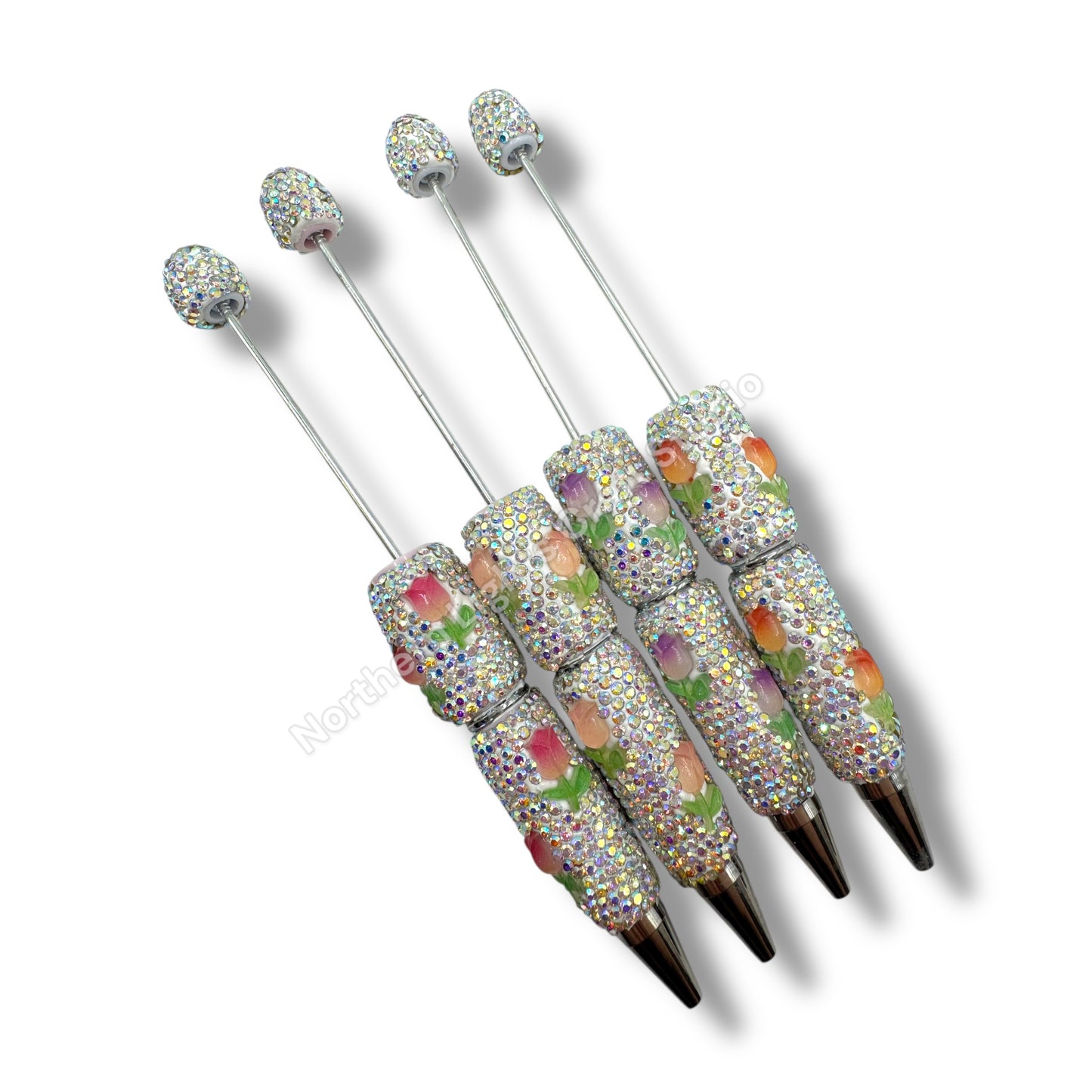 Beadable Tulip Flower Rhinestone Pens
