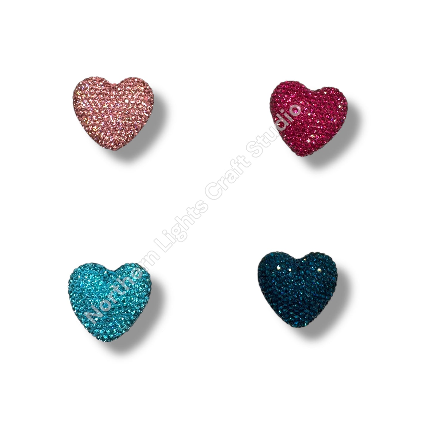 Large 30mm Rhinestone Heart Beads, Pave Heart Crystal Beads, Clay Pave Rhinestone Hearts, Crystal Hearts, Bling Hearts