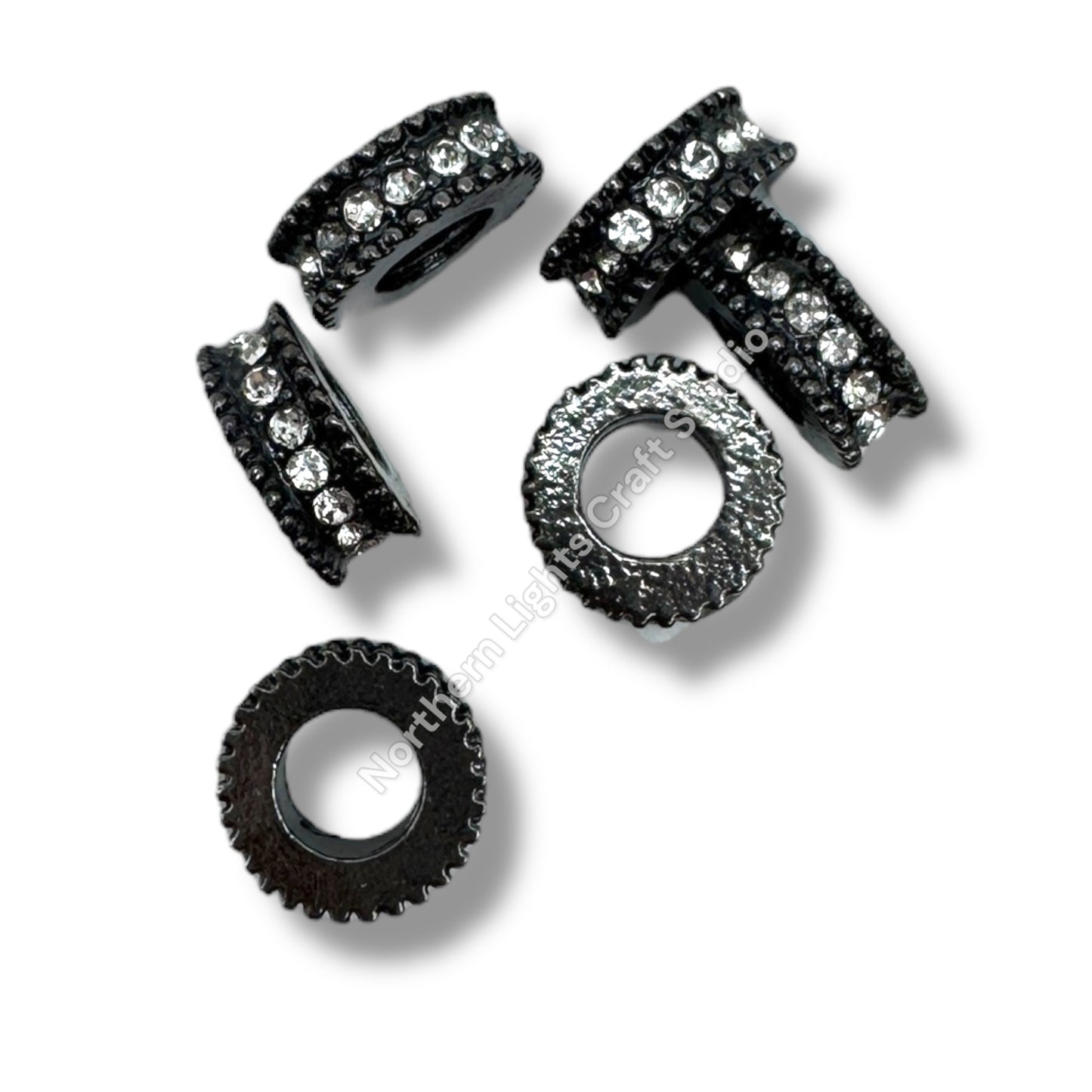 10mm Metal Wheel Spacer with Rhinestones -10pcs