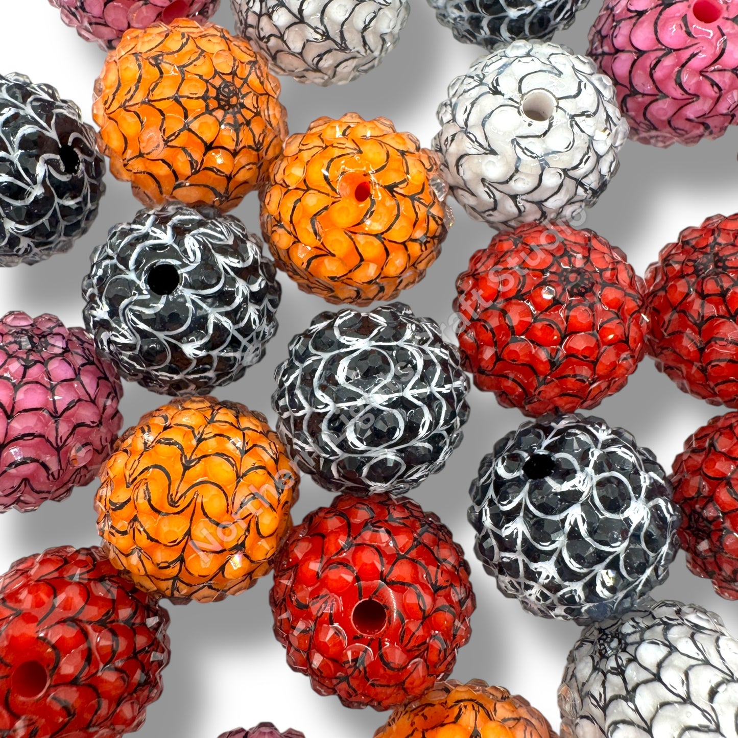 20mm Halloween Rhinestone Acrylic Bead Mix - 10 pc.