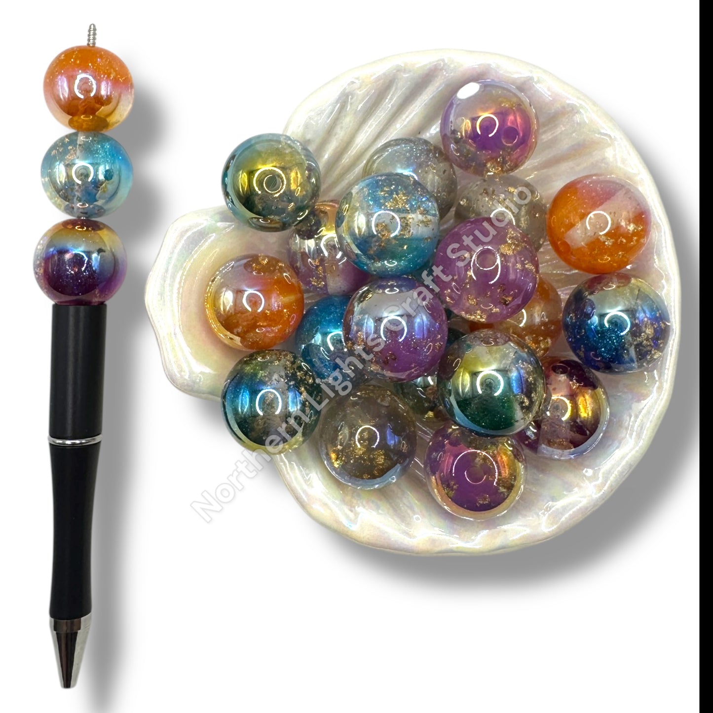20mm Gold Flake Glitter Galaxy Beads-10pcs
