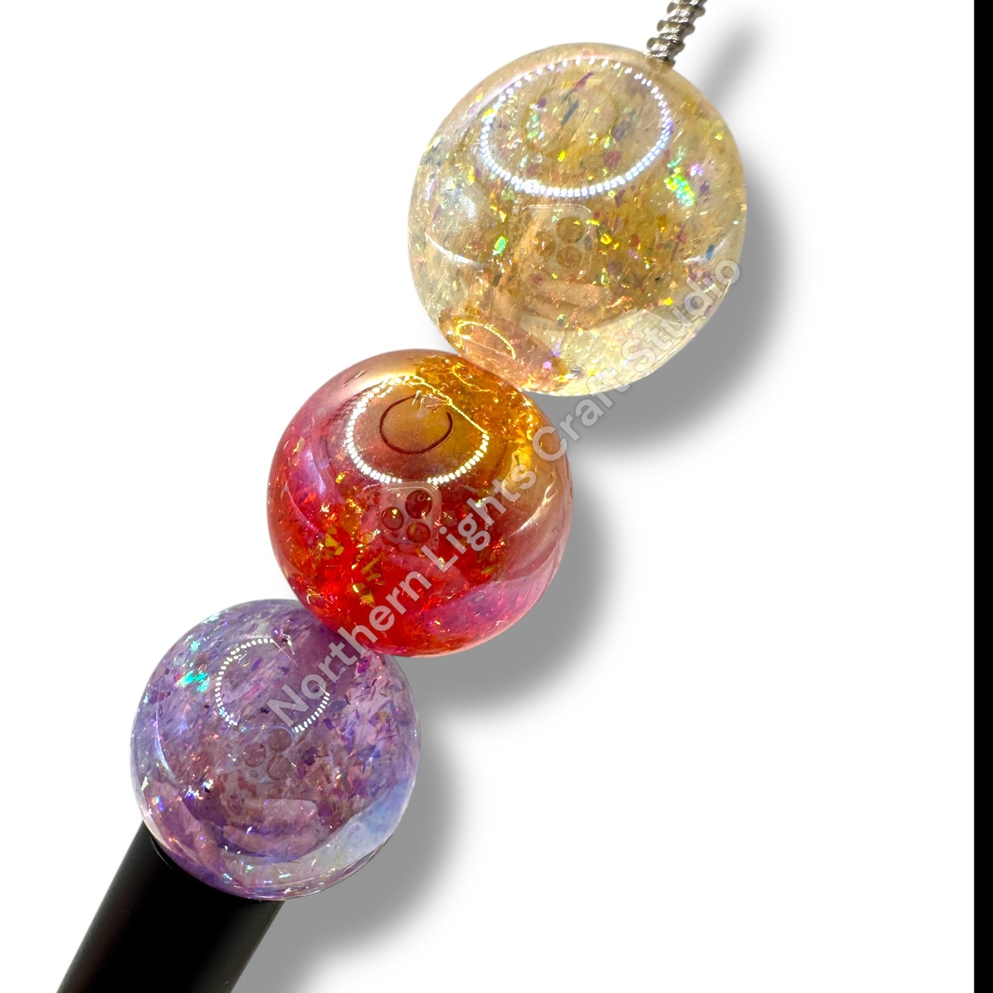 20mm Sparkle Beads w/ Irridescent Flakes - 10 Pieces