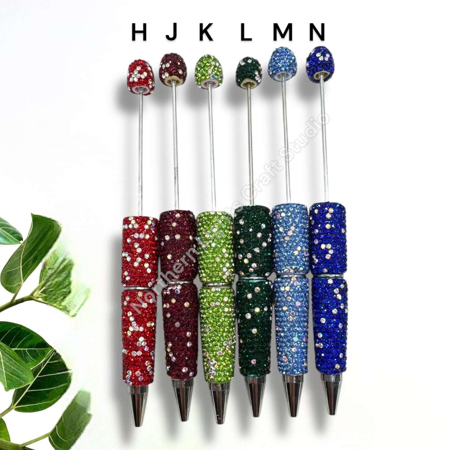 Beadable Rhinestone Pens With Silver