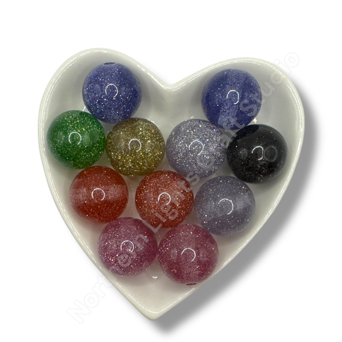 Glitter Shiny Beads 20 mm - 10 Pieces