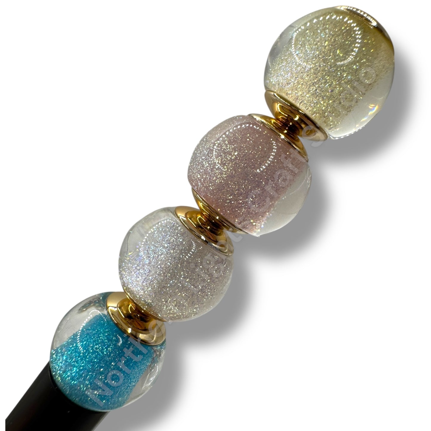 Glitter Gold Cap Layered Galaxy Bead 16mm