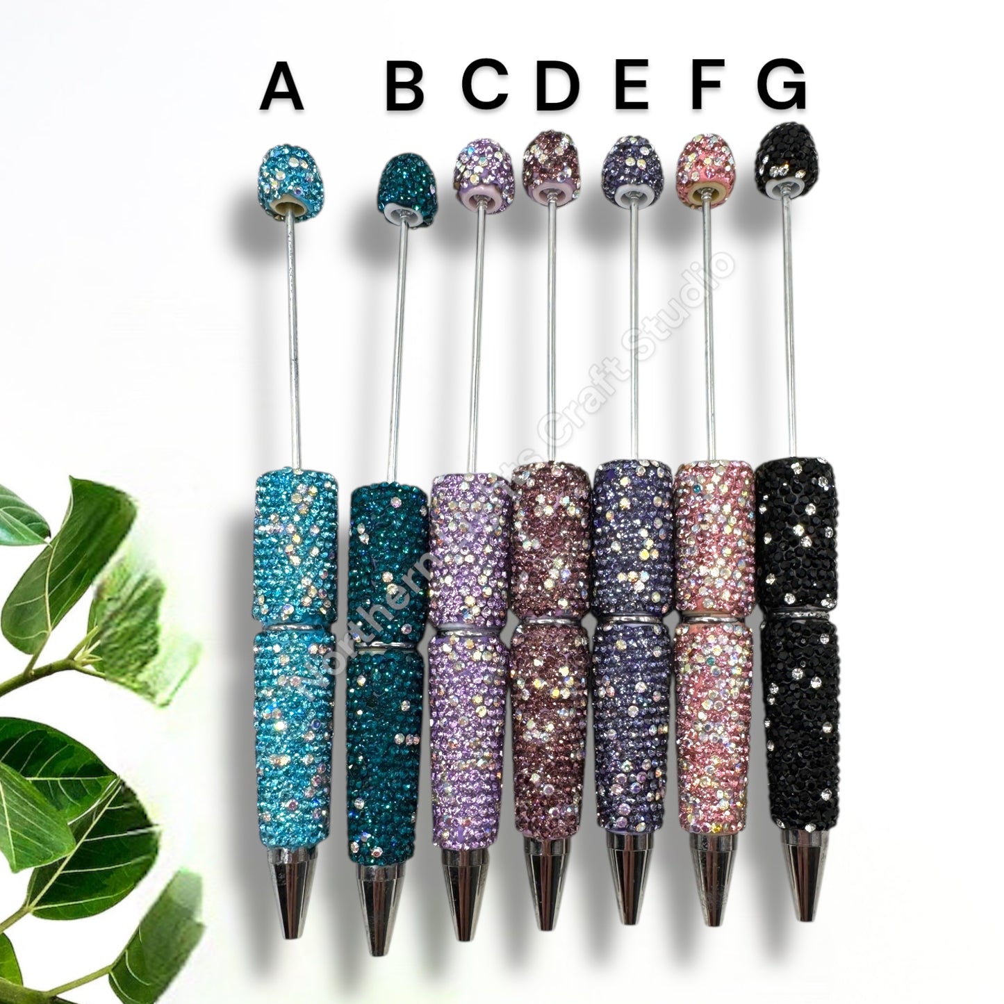 Beadable Rhinestone Pens With Silver