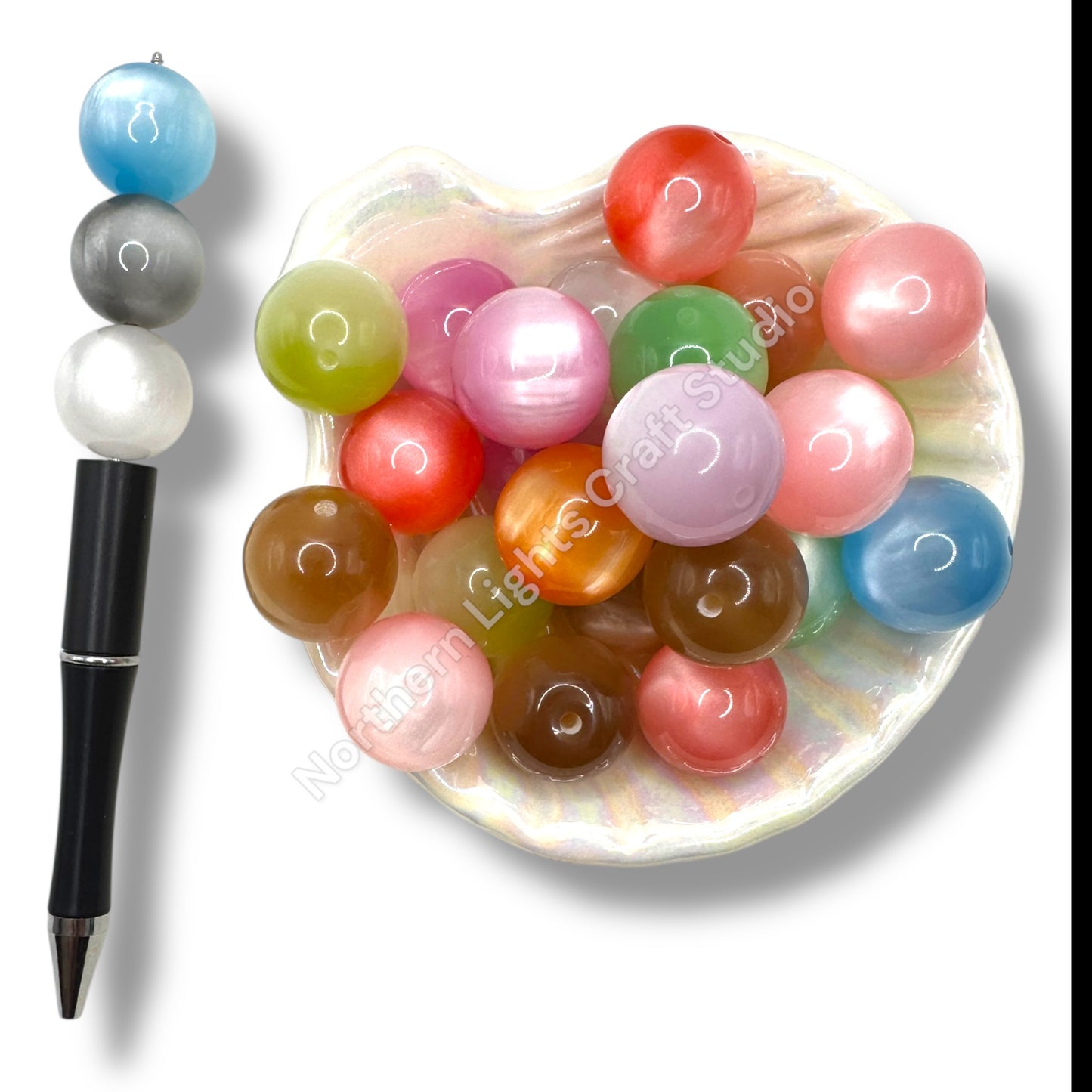 20mm Cat's Eye Glitter Beads - 10 pcs.