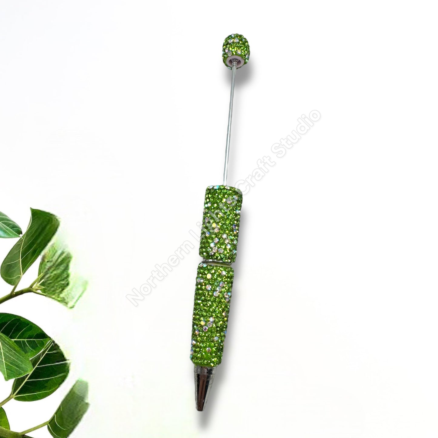 Beadable Rhinestone Pens With Silver