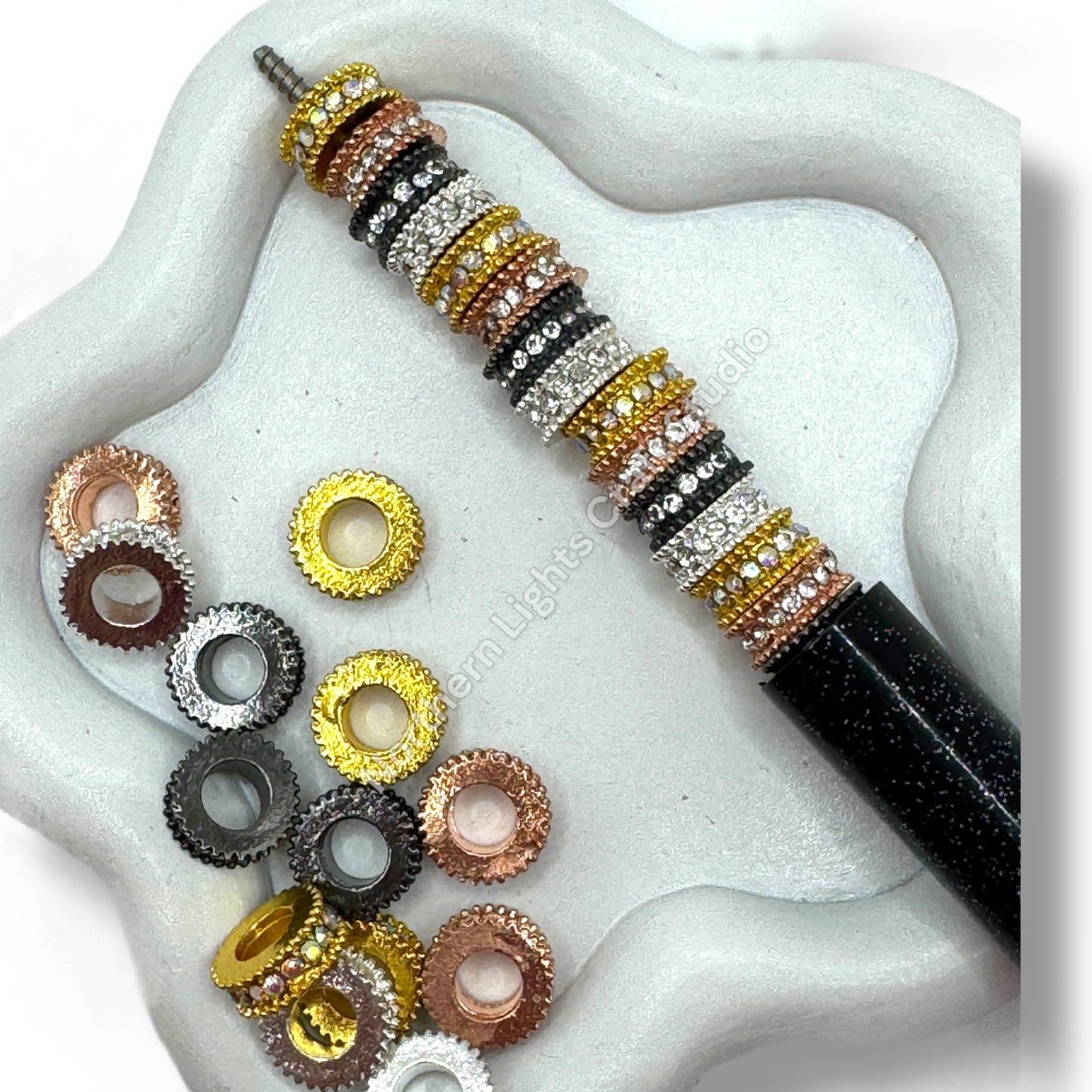 10mm Metal Wheel Spacer with Rhinestones -10pcs