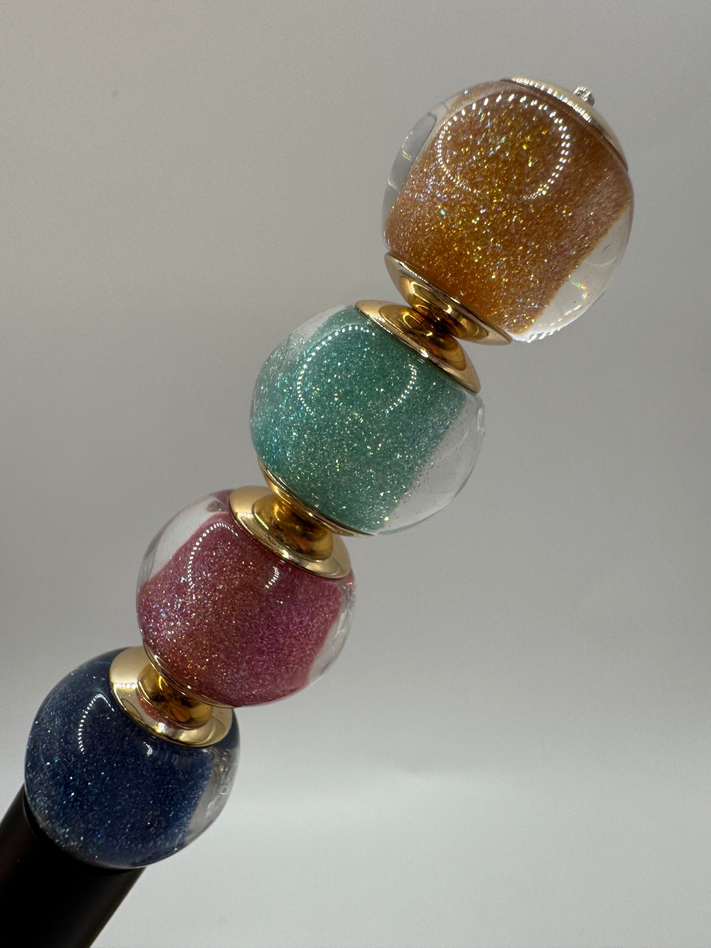 Glitter Gold Cap Layered Galaxy Bead 16mm