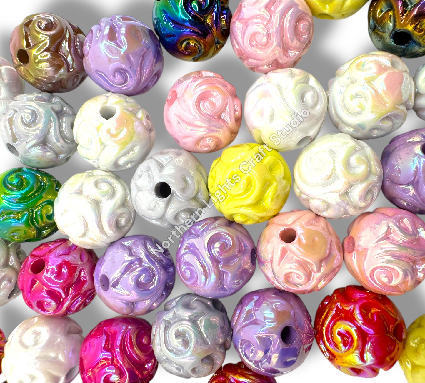 16mm Swirl Carved Beads - 20pcs.