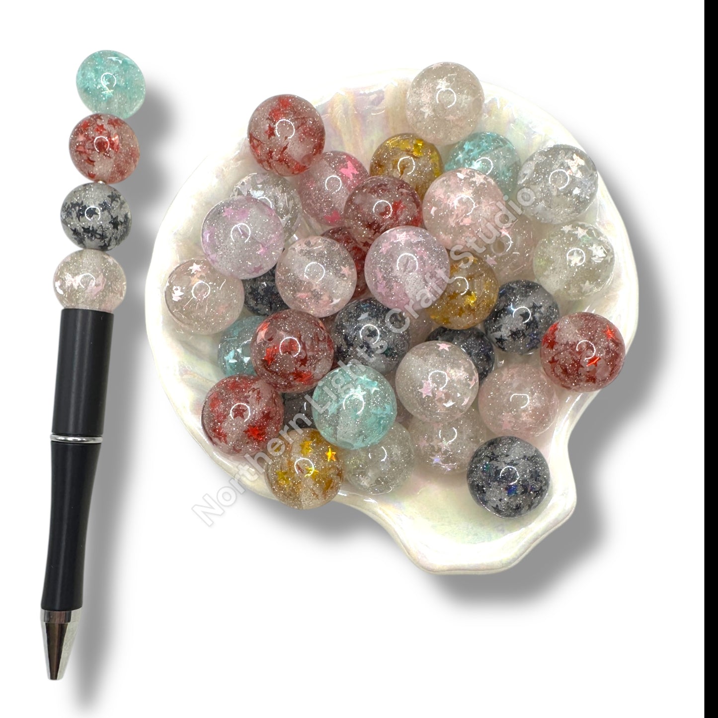 16mm Glittle Star Foil Beads 20pcs.