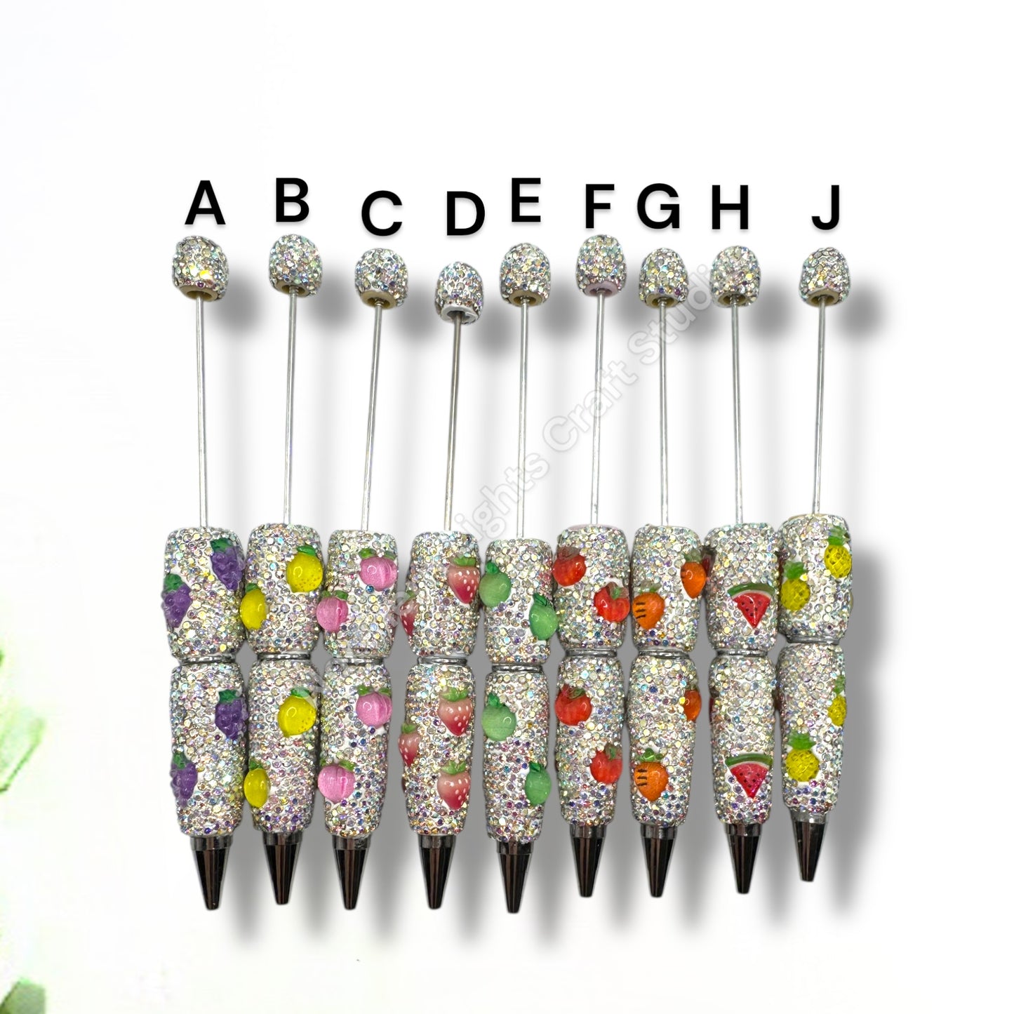 Beadable Fruit Rhinestone Pens