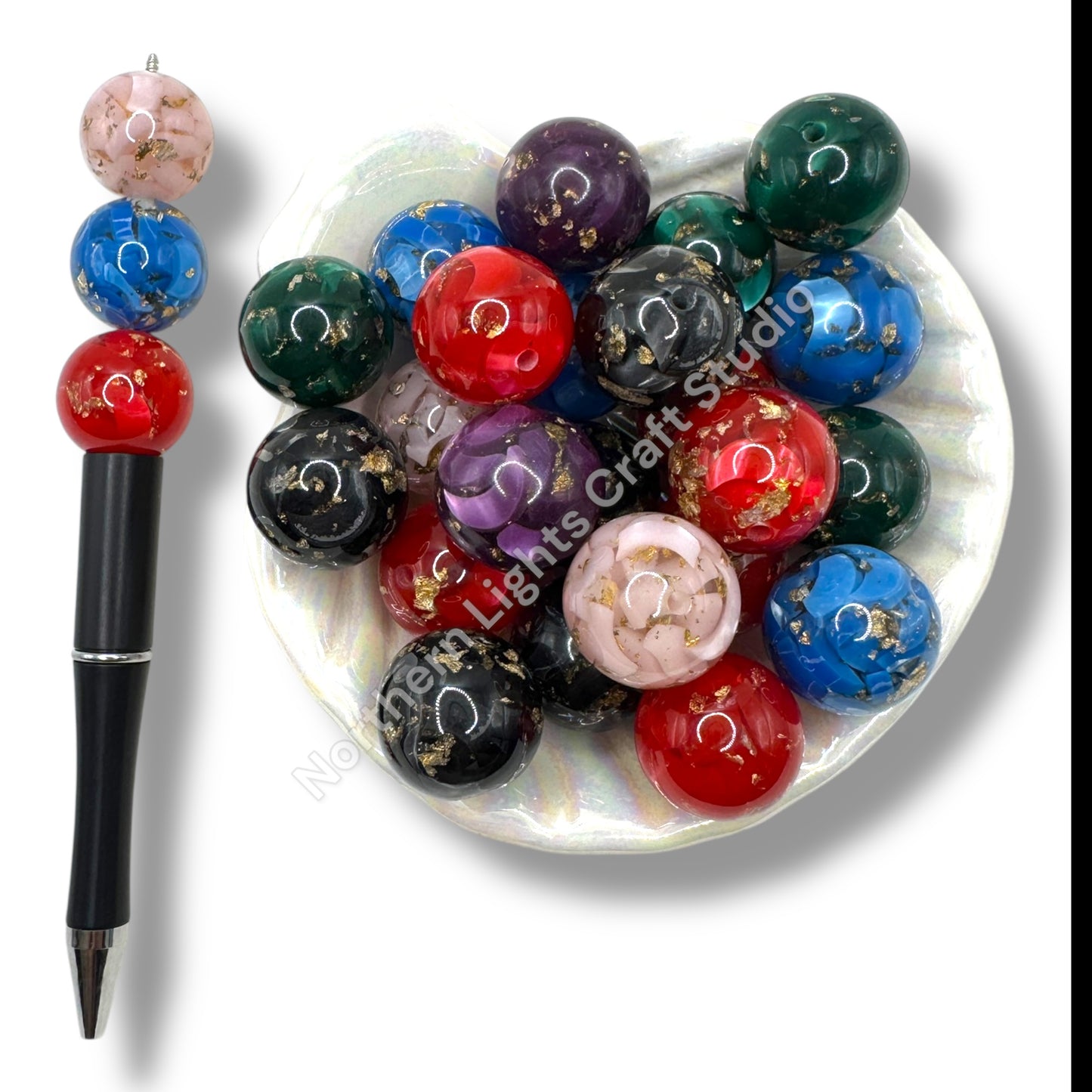 20mm Gold Flake Marble Beads-10pcs