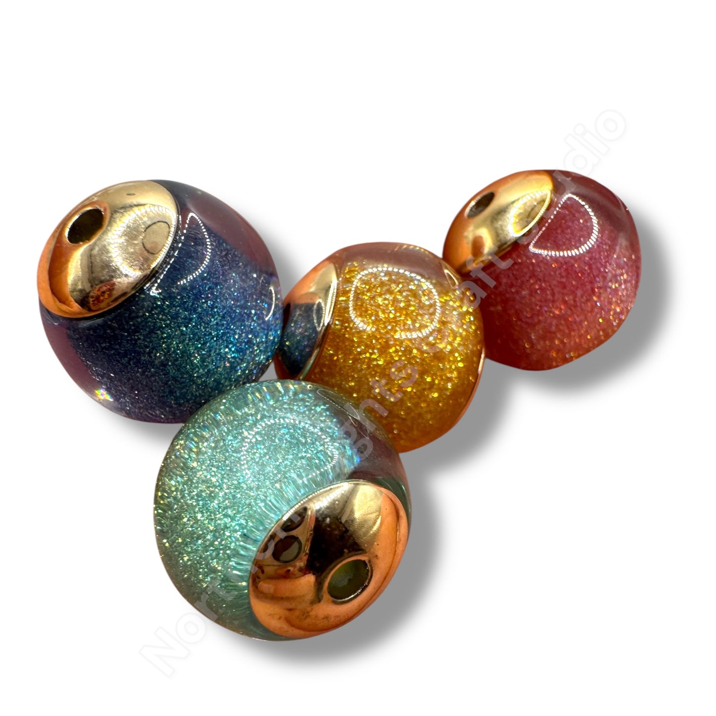Glitter Gold Cap Layered Galaxy Bead 16mm