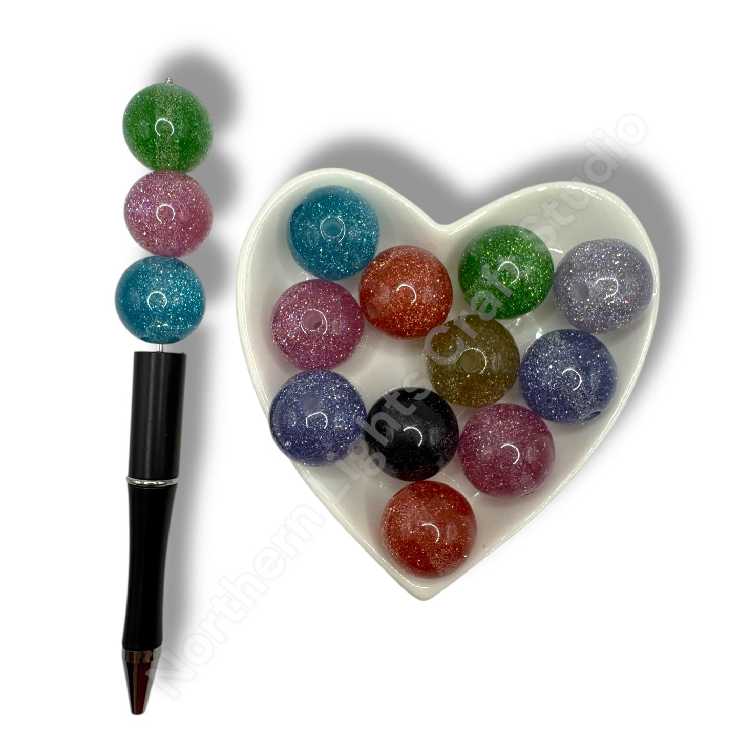 Glitter Shiny Beads 20 mm - 10 Pieces