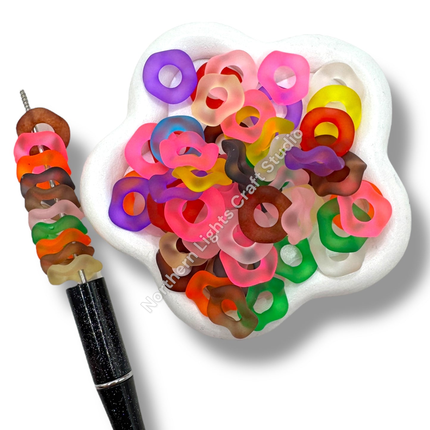 Frosted Translucent Wavy Spacer 16mm Mix of 50 pcs.