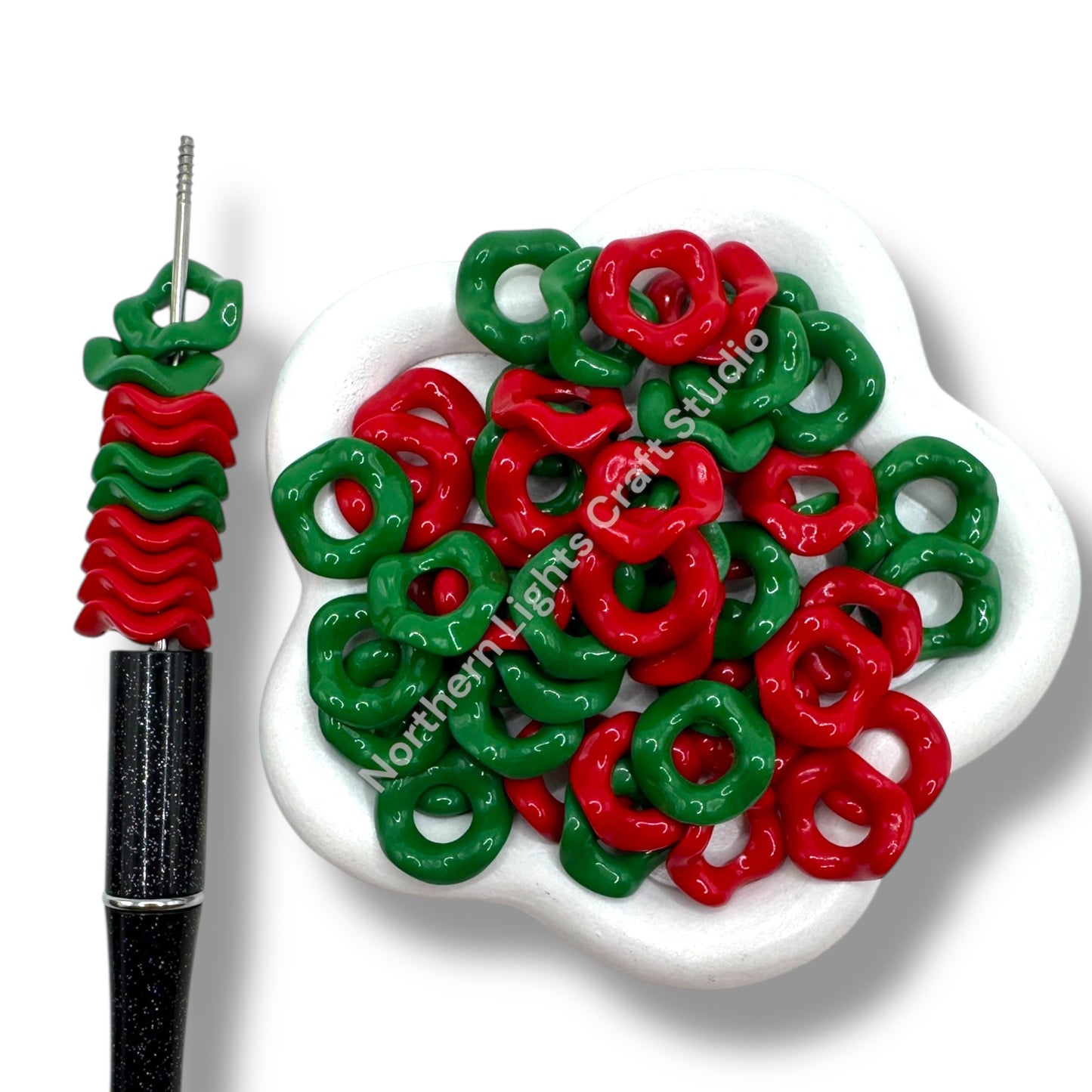 Christmas Wavy Spacer 16mm Mix of 50 pcs.