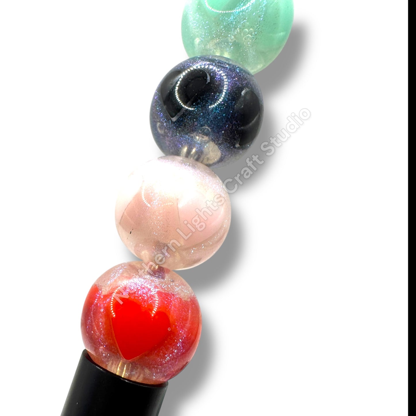 16mm Printed Heart Glitter Bead Mix -20pcs.