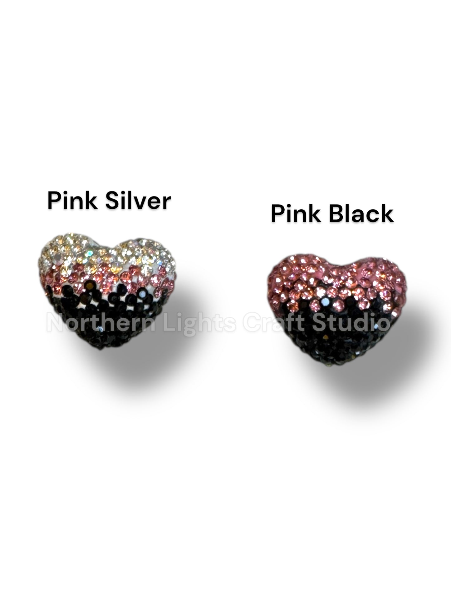 Ombre Rhinestone Heart Beads - Read Description