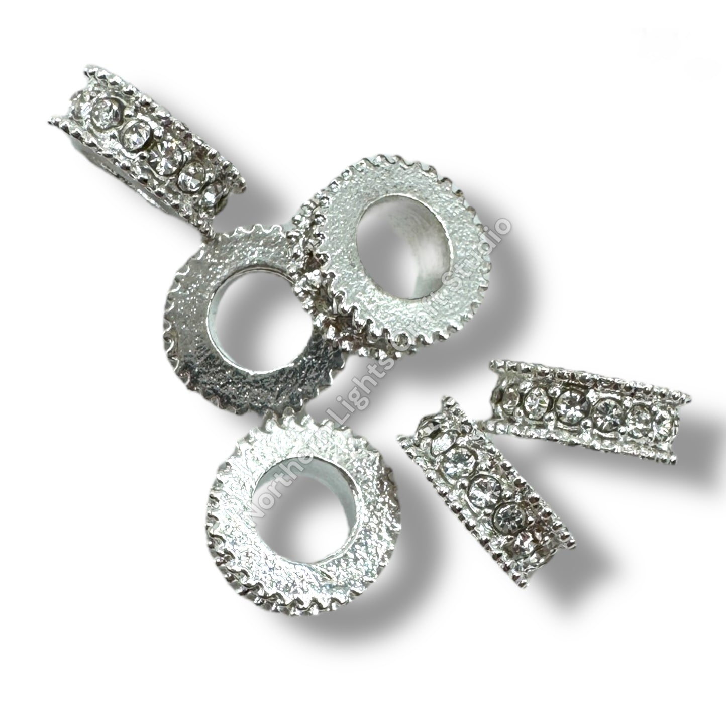 10mm Metal Wheel Spacer with Rhinestones -10pcs