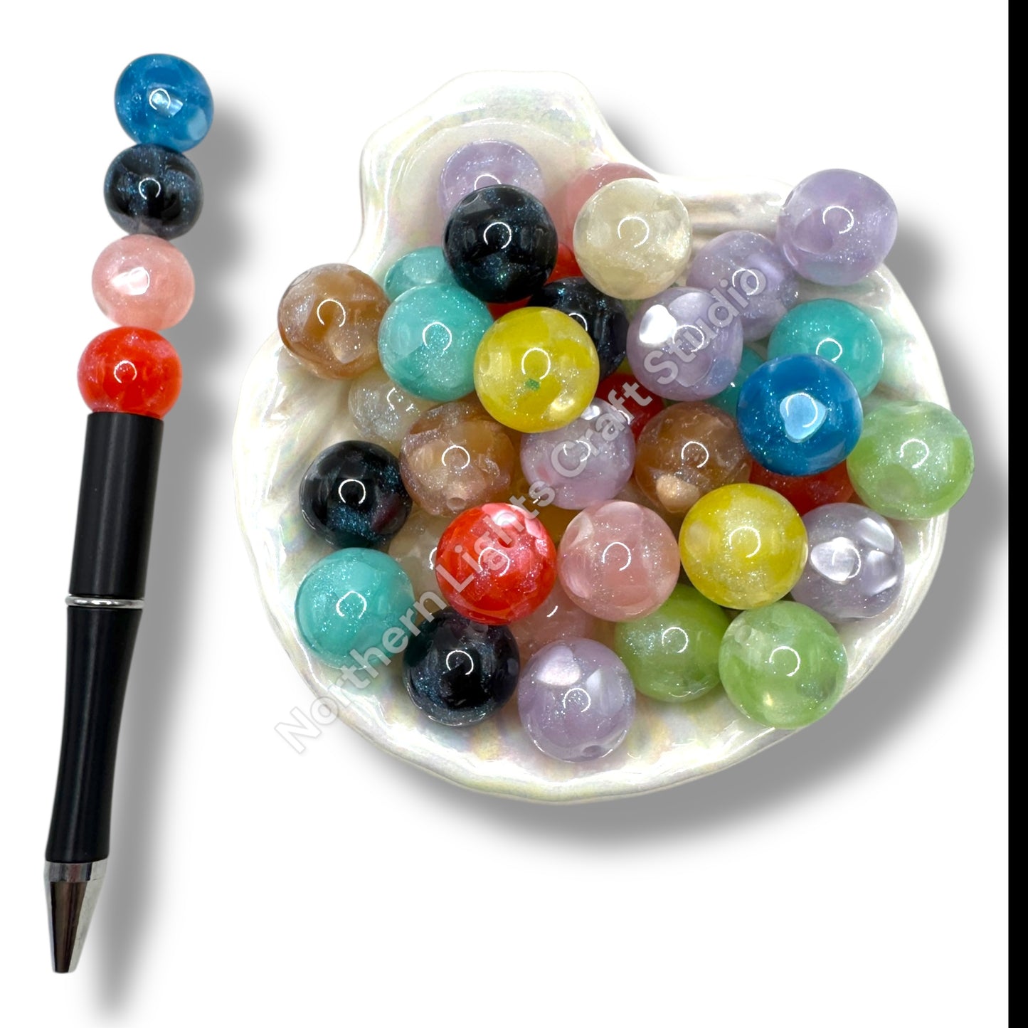 16mm Glitter Heart Bead - 20 pcs.