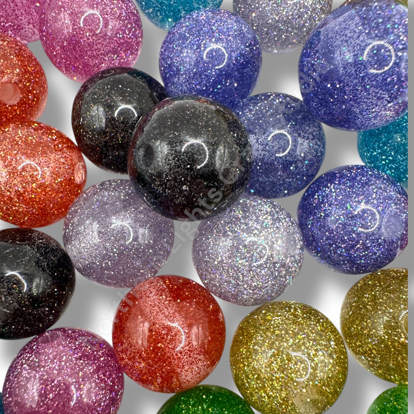 Glitter Shiny Beads 20 mm - 10 Pieces