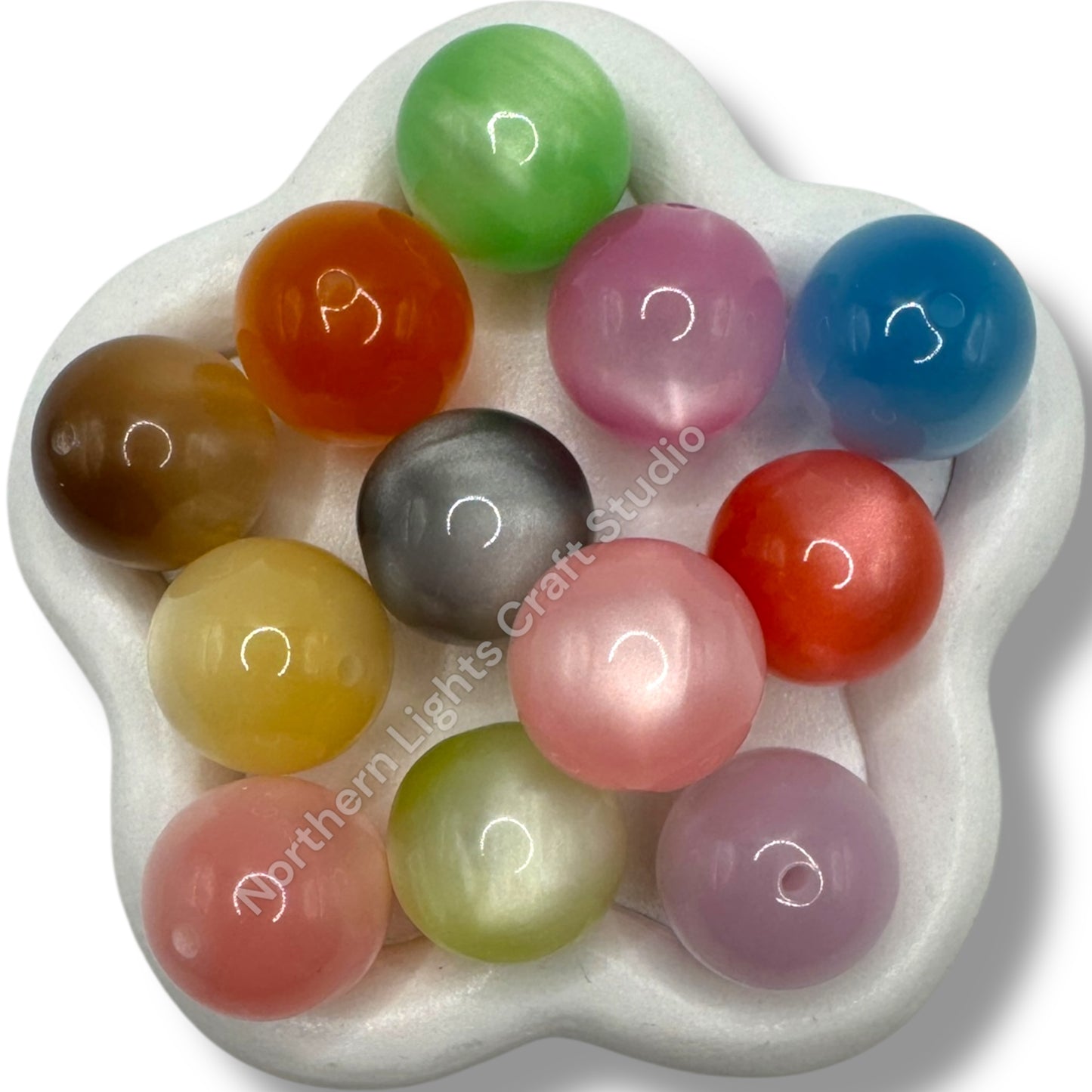 20mm Cat's Eye Glitter Beads - 10 pcs.