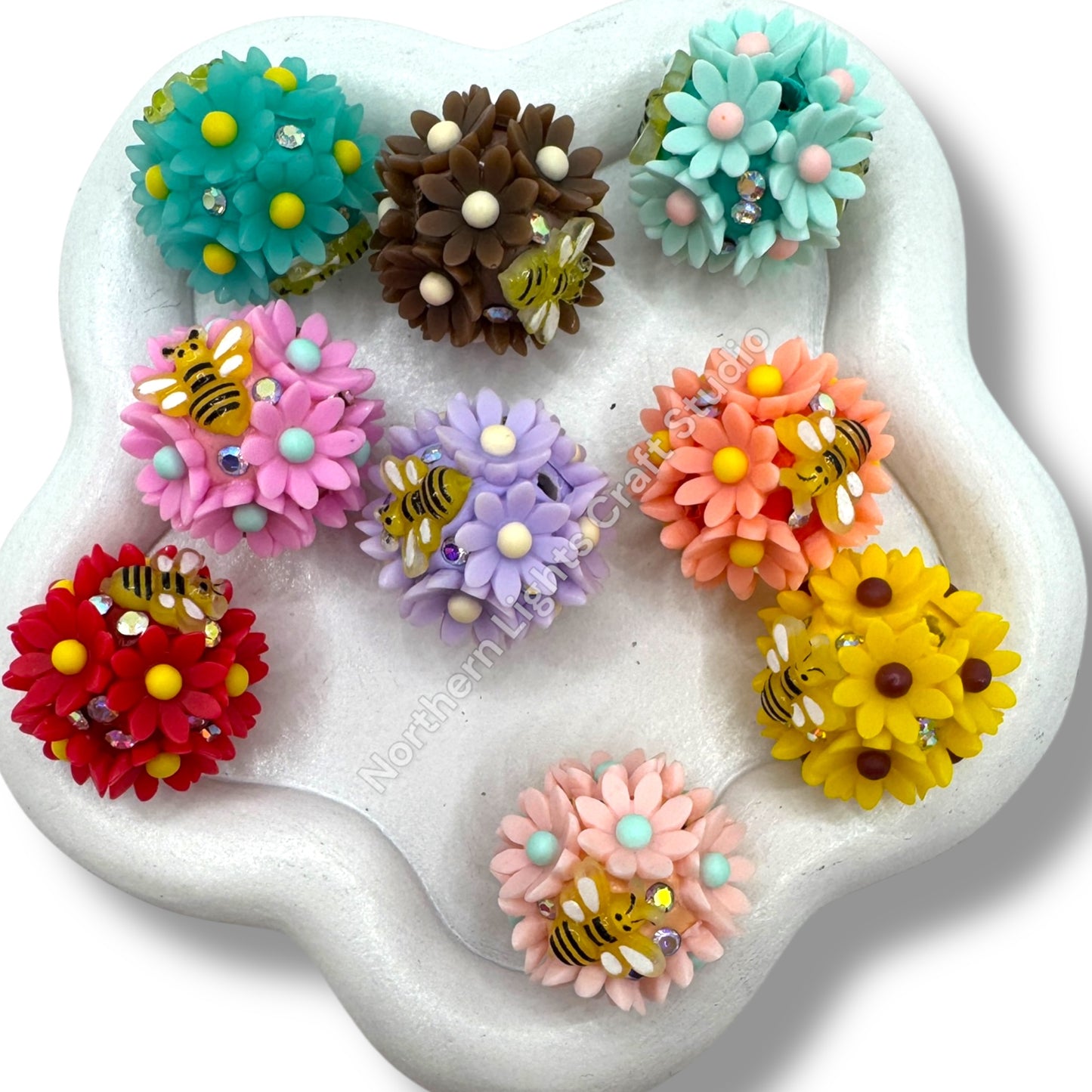 Flower Bee Beads - 5 pcs.